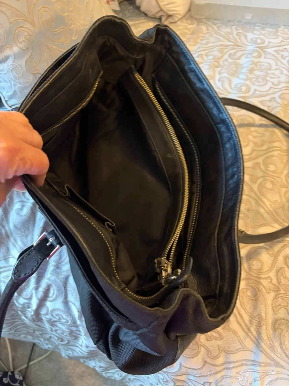 TUMI Black Travel Tote - Durable Nylon Carry Bag